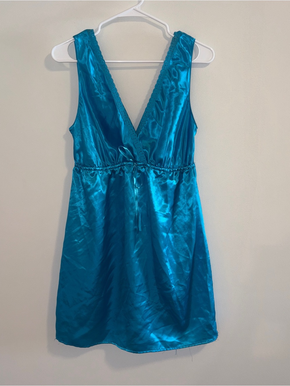 Gilligan & O'Malley Turquoise Satin V-Neck Chemise